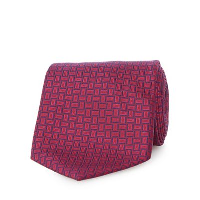 Dark pink basket weave patterned tie